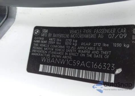 2010 BMW 535I из США, поврежденный, VIN WBANW1C59AC166323